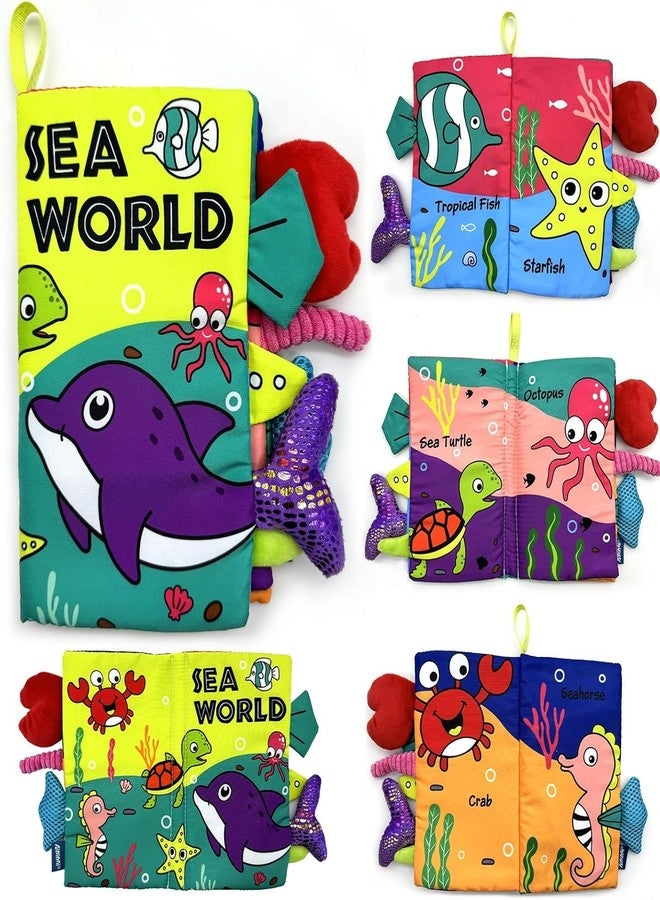 BeFunky Baby Fabric Book, Soft 3D Picture and Crinkle Book for 0-12 Months, Sensory Montessori Learning Toy for Boys and Girls (Sea World), Multicolor - Image 1